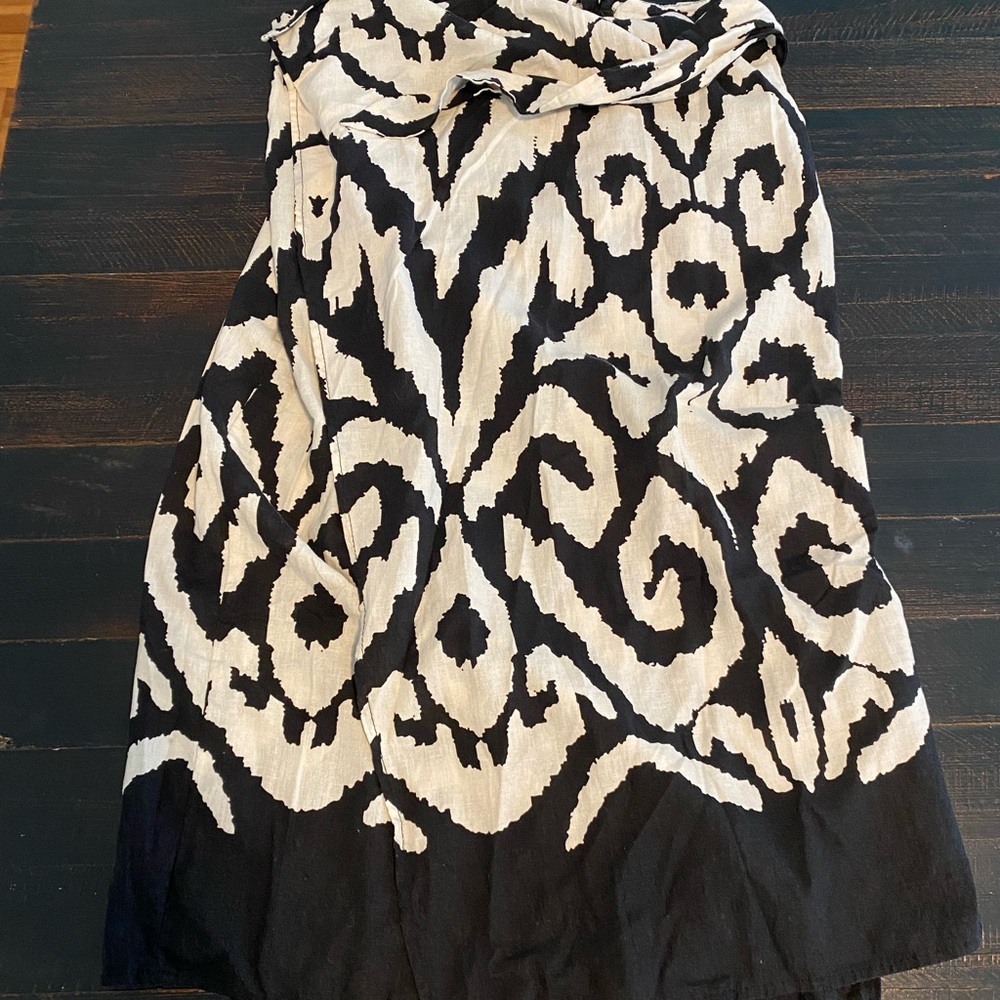 Rachel Zoe Black and White Asymmetrical Midi Skirt